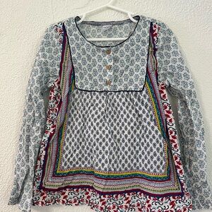 Carter's Gray and White Graphic Long Sleeve Blouse